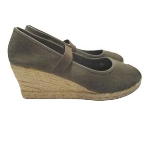 Montego Bay Club‎ Women's Brown Canvas Slip On Wedge Espadrilles Shoes 7.5